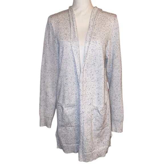 VERVE AMI Open Front Cardigan with Hood Lightweight in LT Gray Speckled SZ LG - Picture 1 of 7